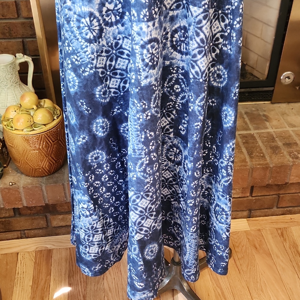Chaps Blue and White Maxi Dress 100% Cotton Summer Dress Flowy Spring Easter - Picture 4 of 16